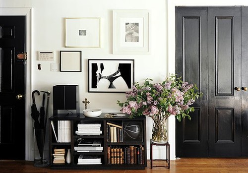 black interior doors with colored walls