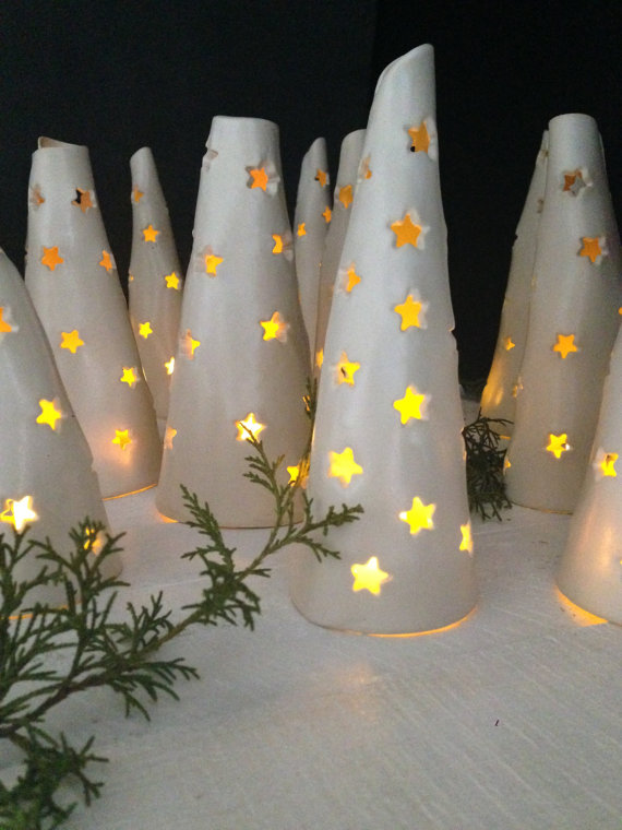 This handcrafted cone luminaries is a great example of what you can do from white stoneware clay.