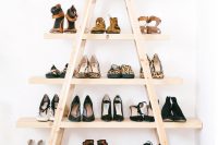 DIY ladder shoe shelf