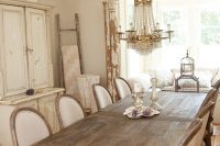 Vintage Cottage Chic Dining room with country french dining chairs