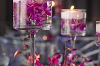 wine glass floating wedding candle centerpiece