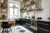 rustic wall shelves and crates make perfect kitchen upper-storage