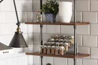 wood and plumbing-pipe shelving unit that could become your next kitchen DIY project
