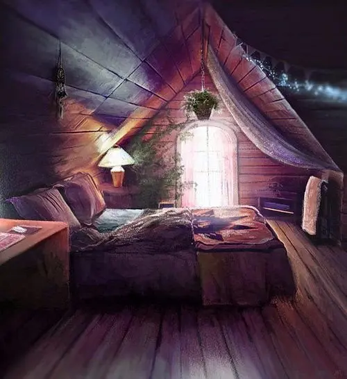 dreamy attic bedrrom with clever lights