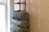 clever towel storage for small bathroom idea