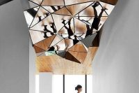 complex mirror structure on a ceiling is a really unqiue desing solution for any room