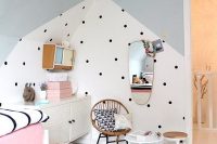 geometric wll decor works well if your kids room is in the attic