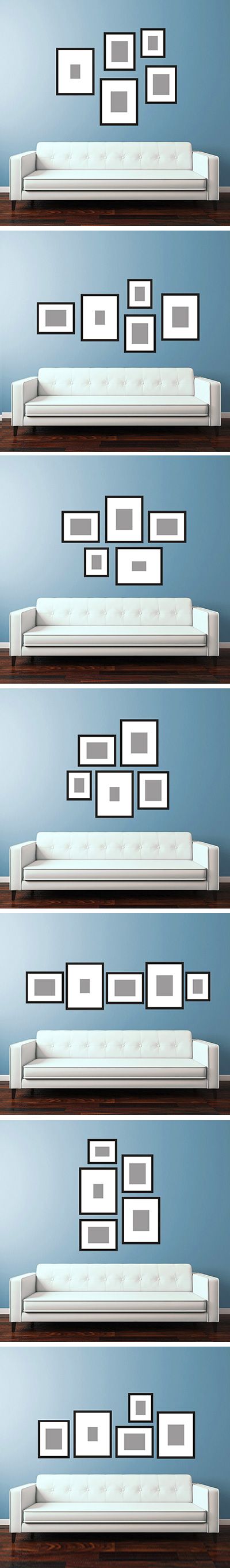 picture wall layouts to hang above your sofa