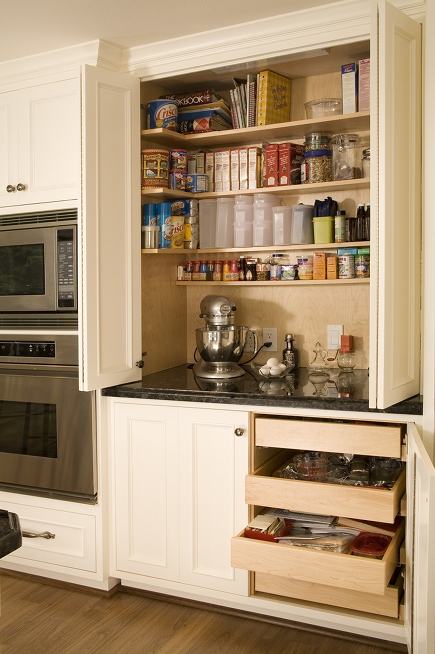 simple kitchen cabinets could store your food supplies if you're organized enough