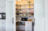 sliding doors can hide your food pantry and make it easy to access