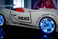 white police ar bed with lights would look amazing in a kids room even at night