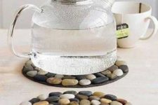 pebble trivets will make your kitchen feel more natural, you can easily DIY some