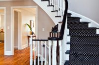 monochrome wool carpet runner is a great addition to a black and white staircase