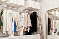 ikea malm and hanging shelves for a simple and stylish walk-in closet