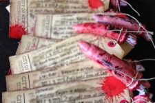 vintage bloody hospital tags with bloody fingers are bold, statement-like and frightening