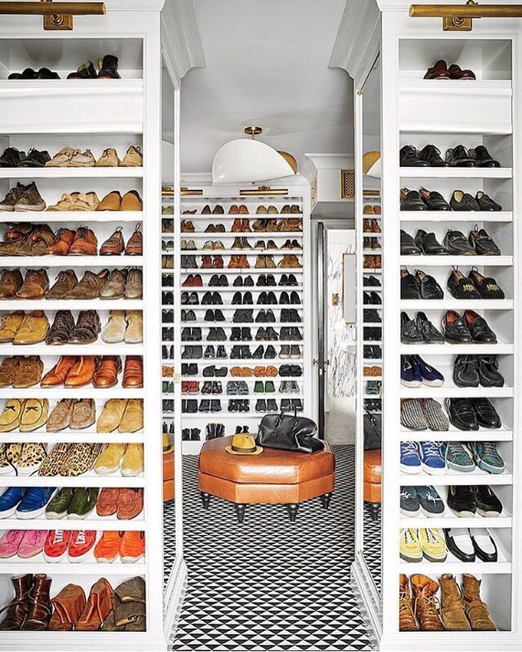 walk in shoe storage solution