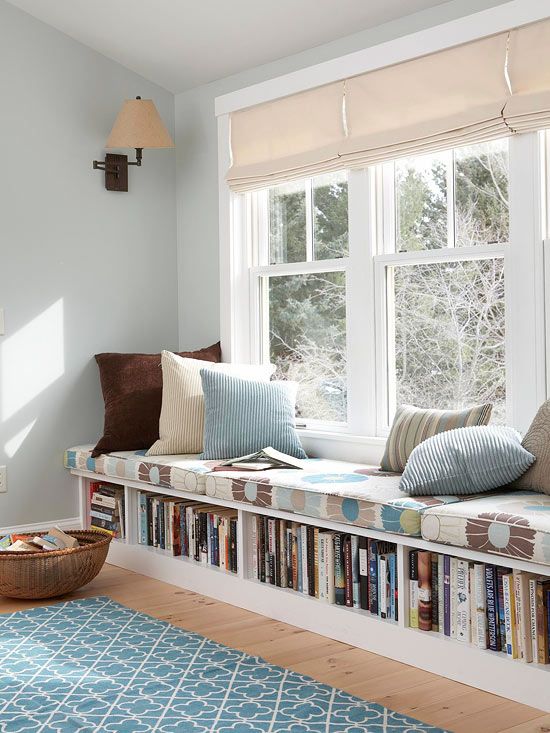 50 Cool Window Reading Nook Ideas, Under Window Bookcase With Doors