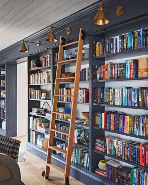 a whole built-in library with a ladder to get the books easily can be placed in any room you want