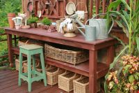 planting station builted right in a shabby chic deck