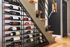a practical under stairs wine storage