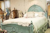 lovely bed with a shabby chic look