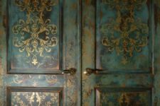 beautifully stenciled, gilded, and patinated doors will add a refined touch to the space