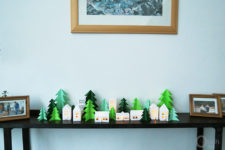 DIY paper Christmas trees and glowing houses