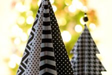 Black and white tabletop Christmas trees