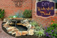 DIY landscape water feature combined with a pond and a fountain.