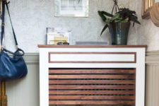 Mid-century style radiator cover with a drawer