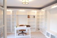 Getting a built-in library look with Billy bookcases is possible. Perfect for a home office!