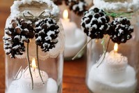 snowy candle jars