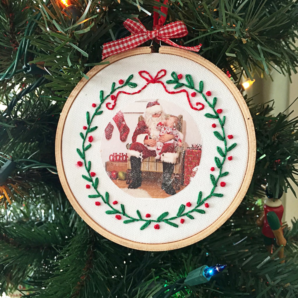 Picture Of diy embroidered photo ornaments for christmas  1