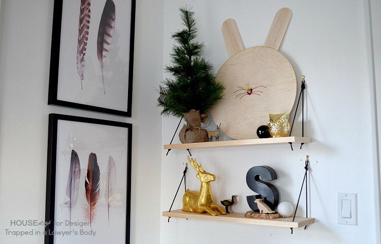 Diy shelving using wood and leather  4
