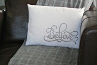 leather words pillow