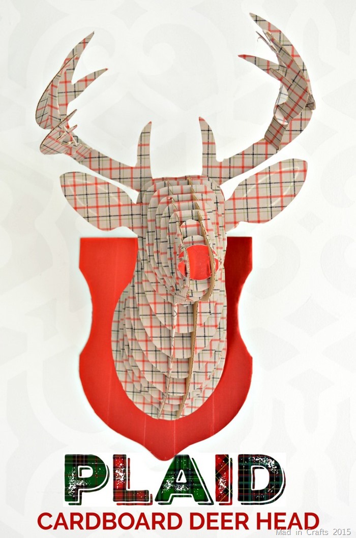 plaid cardboard deer head