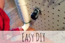 Easy to make pegboard toddler busy board