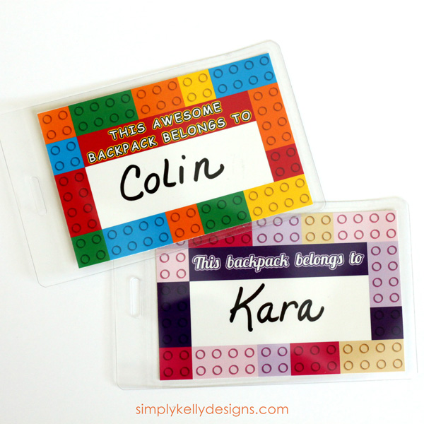 Lego backpack tags (via simplykellydesigns)
