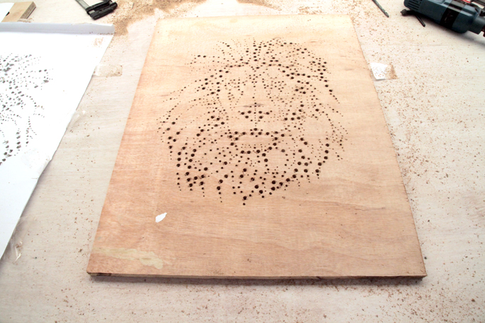 Picture Of diy plywood art board using a drill  4