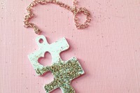 DIY puzzle heart necklace