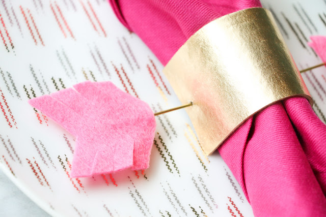 DIY Gold And Pink Arrow Napkin Rings