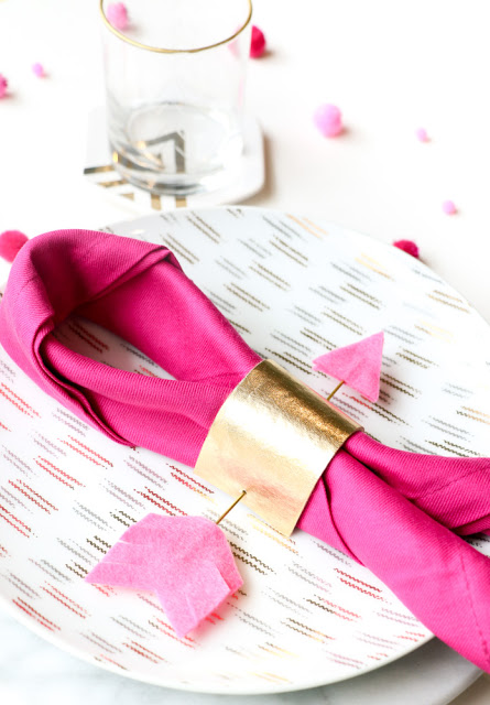 DIY Gold And Pink Arrow Napkin Rings