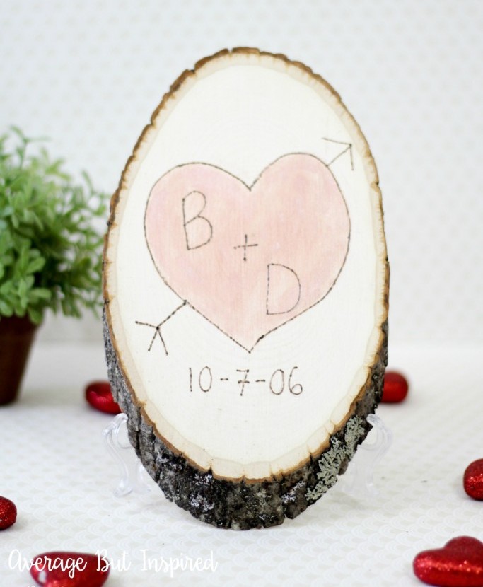 Picture Of diy sentimental carved heart wood slice  7
