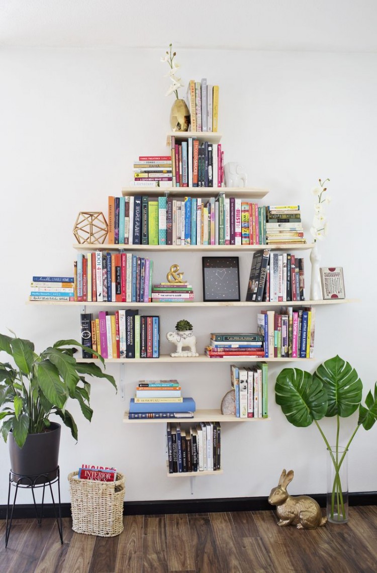 Creative DIY Diamond Shaped Bookshelves