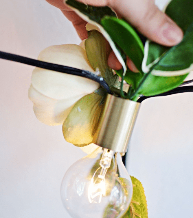 DIY Faux Flower And Lights Garland For Spring