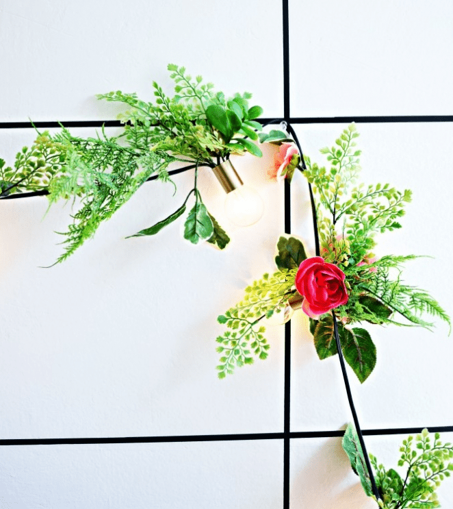 Picture Of diy faux flower and lights garland for spring  4