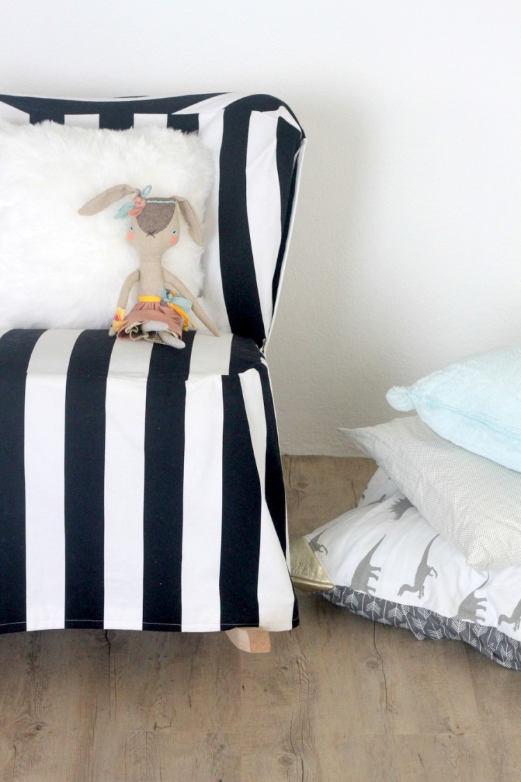 Easy DIY Striped Chair Slipcover