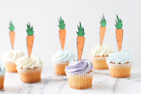 DIY carrot cupcake toppers (via papernstitchblog)