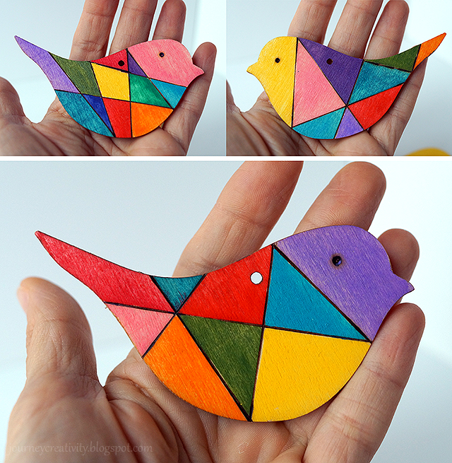 Picture Of colorful diy wooden birds mobile for nurseries  4