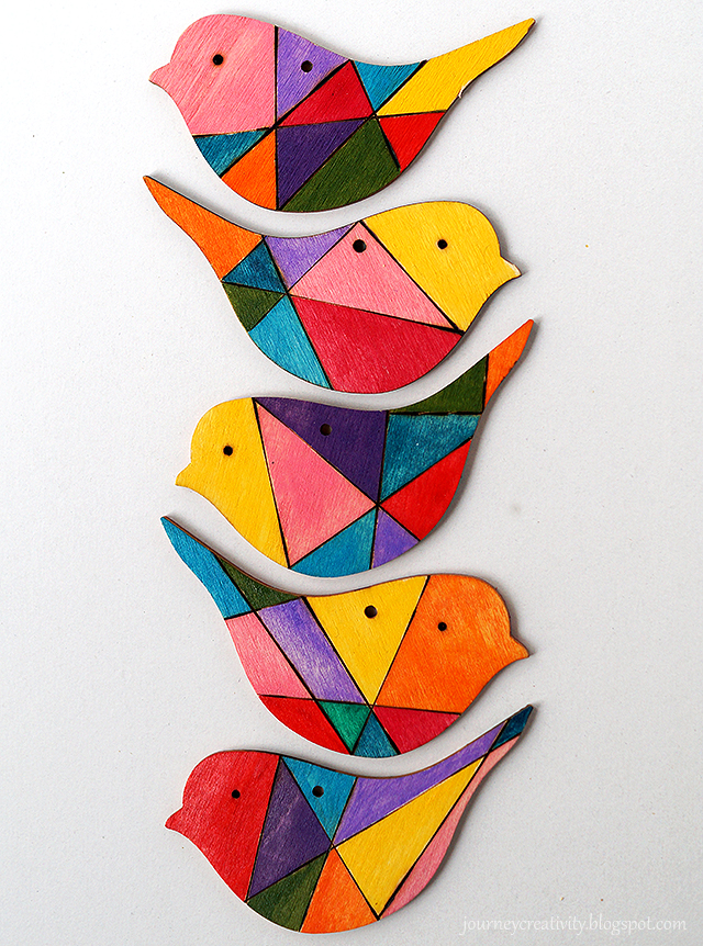 Picture Of colorful diy wooden birds mobile for nurseries  5